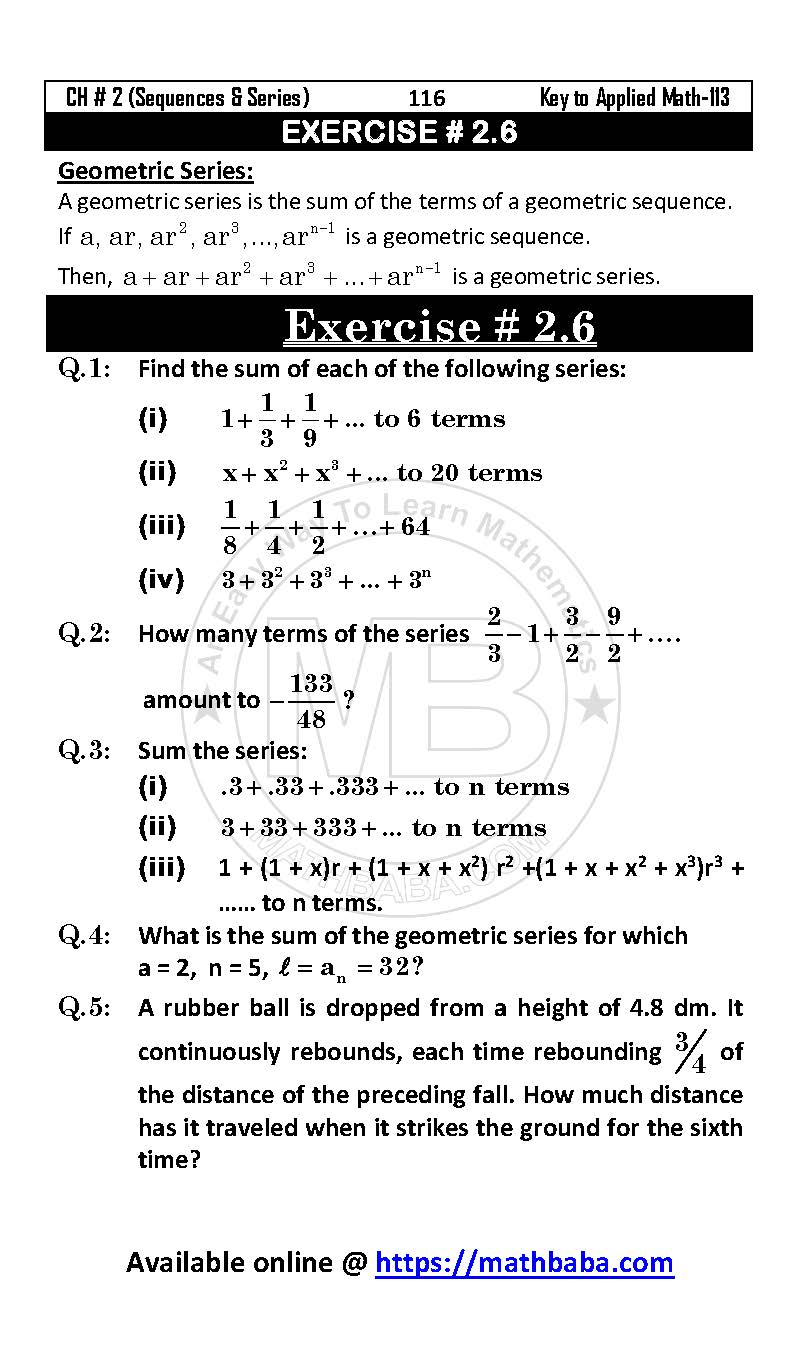 Exercise 2.6 Math 113 Exercise 2.6 Math 113