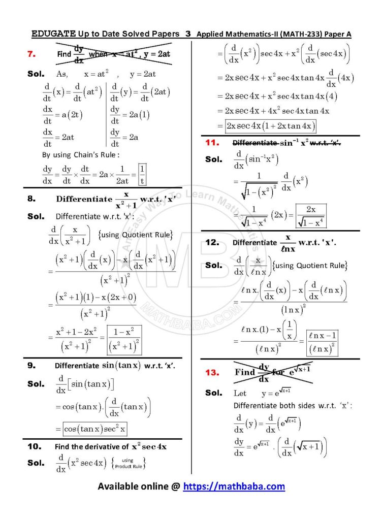 Up to Date MATH 233 Paper A Page 03