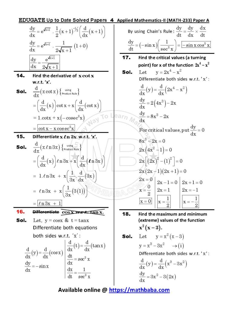 Up to Date MATH 233 Paper A Page 04