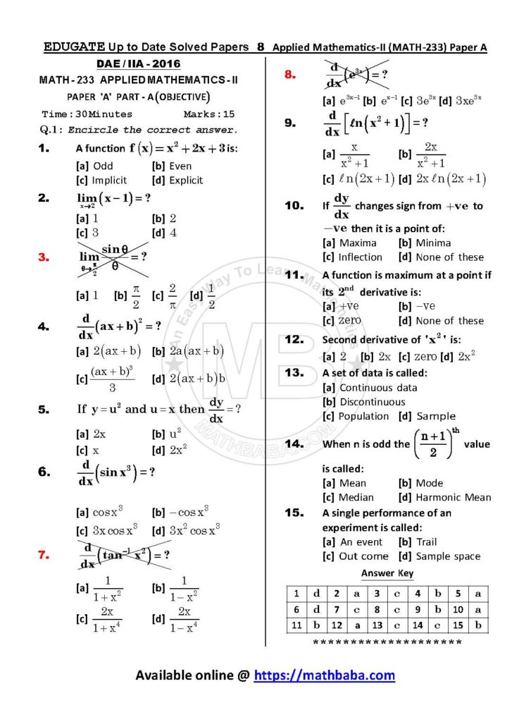 Up to Date MATH 233 Paper A Page 08