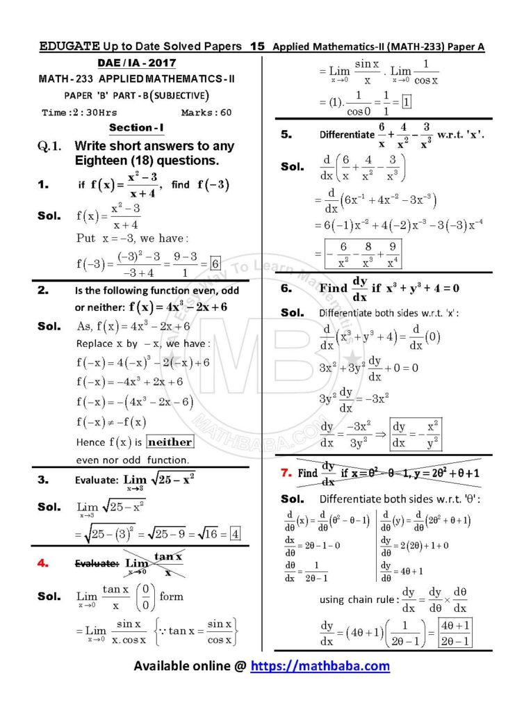 Up to Date MATH 233 Paper A Page 15