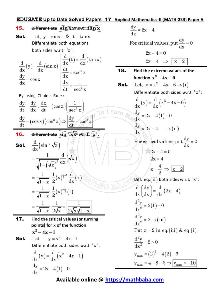 Up to Date MATH 233 Paper A Page 17