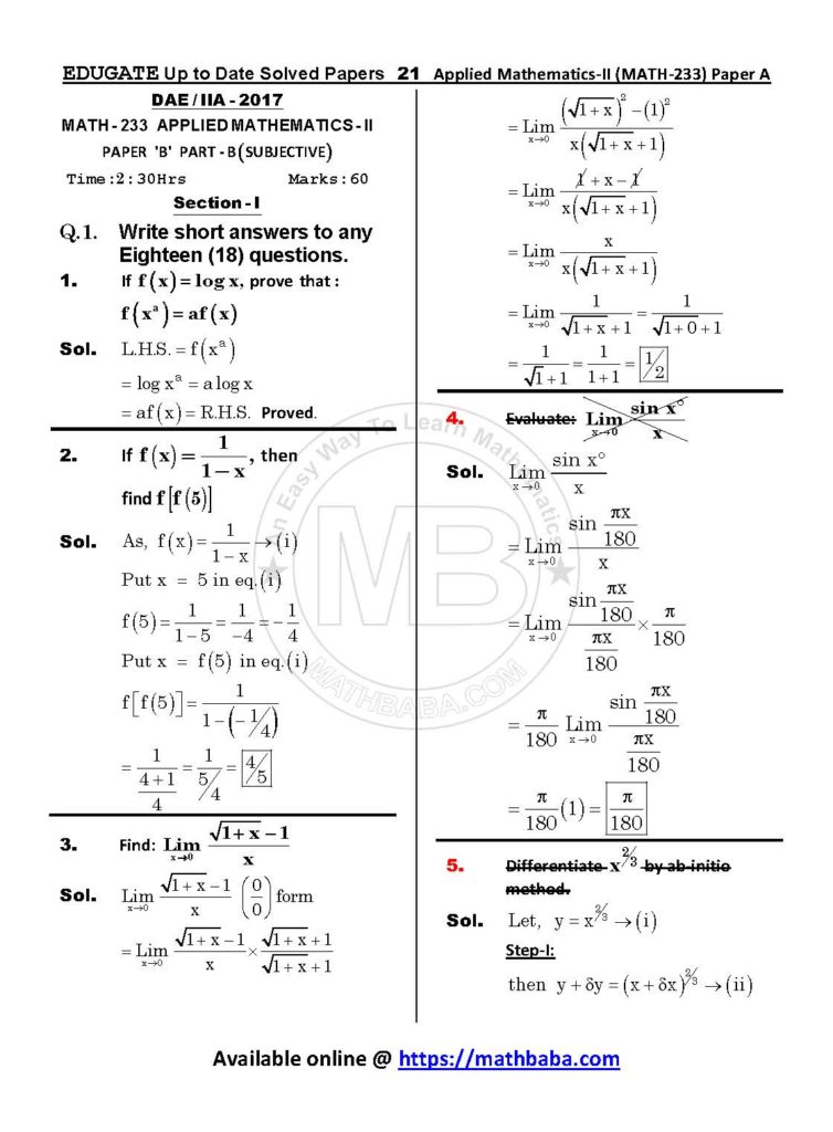 Up to Date MATH 233 Paper A Page 21