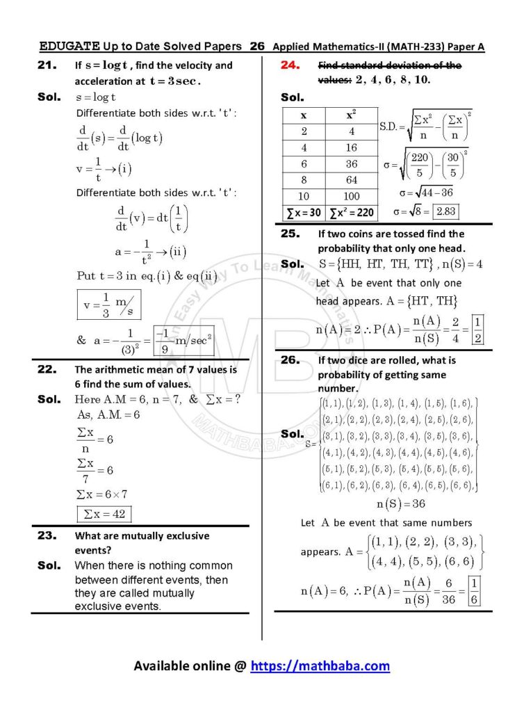 Up to Date MATH 233 Paper A Page 26