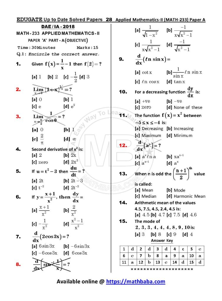 Up to Date MATH 233 Paper A Page 28