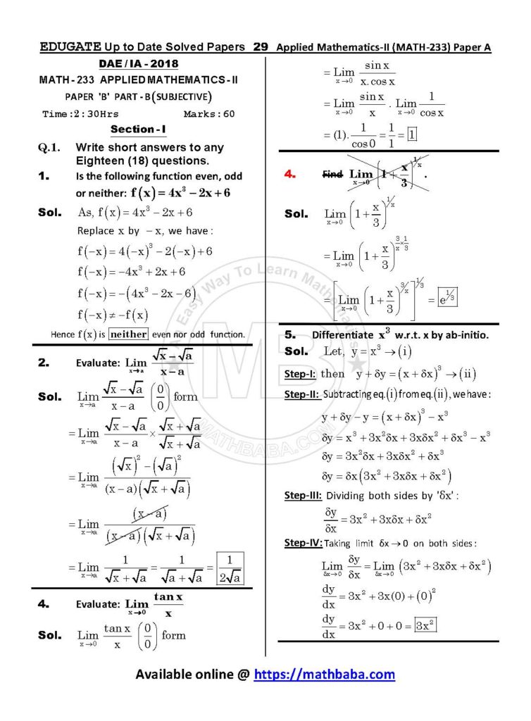 Up to Date MATH 233 Paper A Page 29