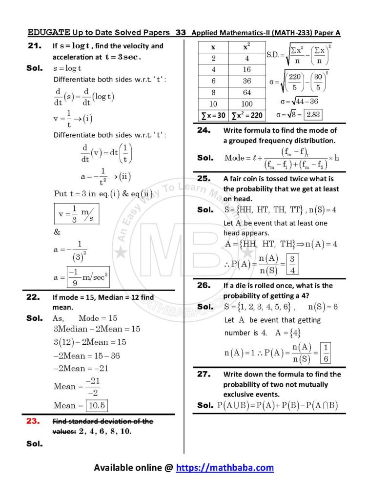 Up to Date MATH 233 Paper A Page 33