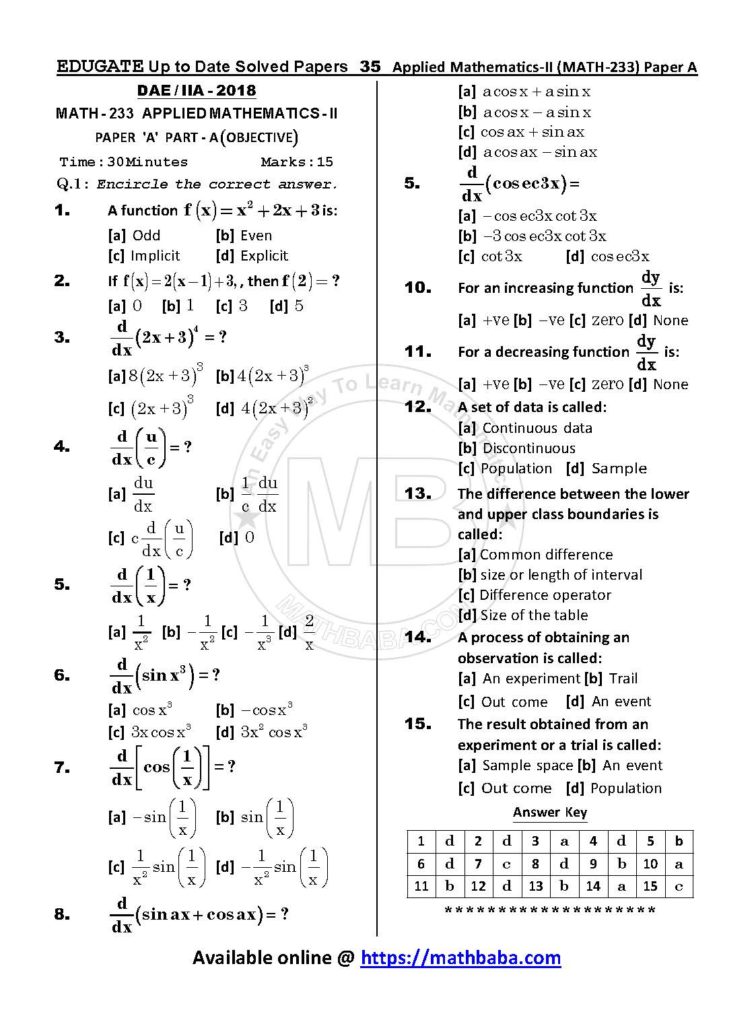 Up to Date MATH 233 Paper A Page 35