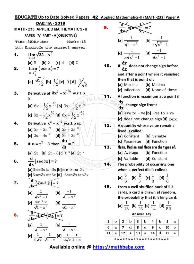 Up to Date MATH 233 Paper A Page 42