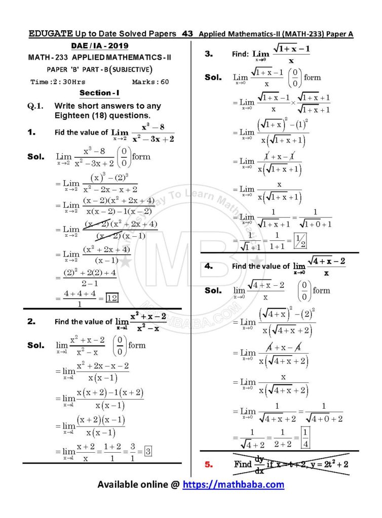 Up to Date MATH 233 Paper A Page 43