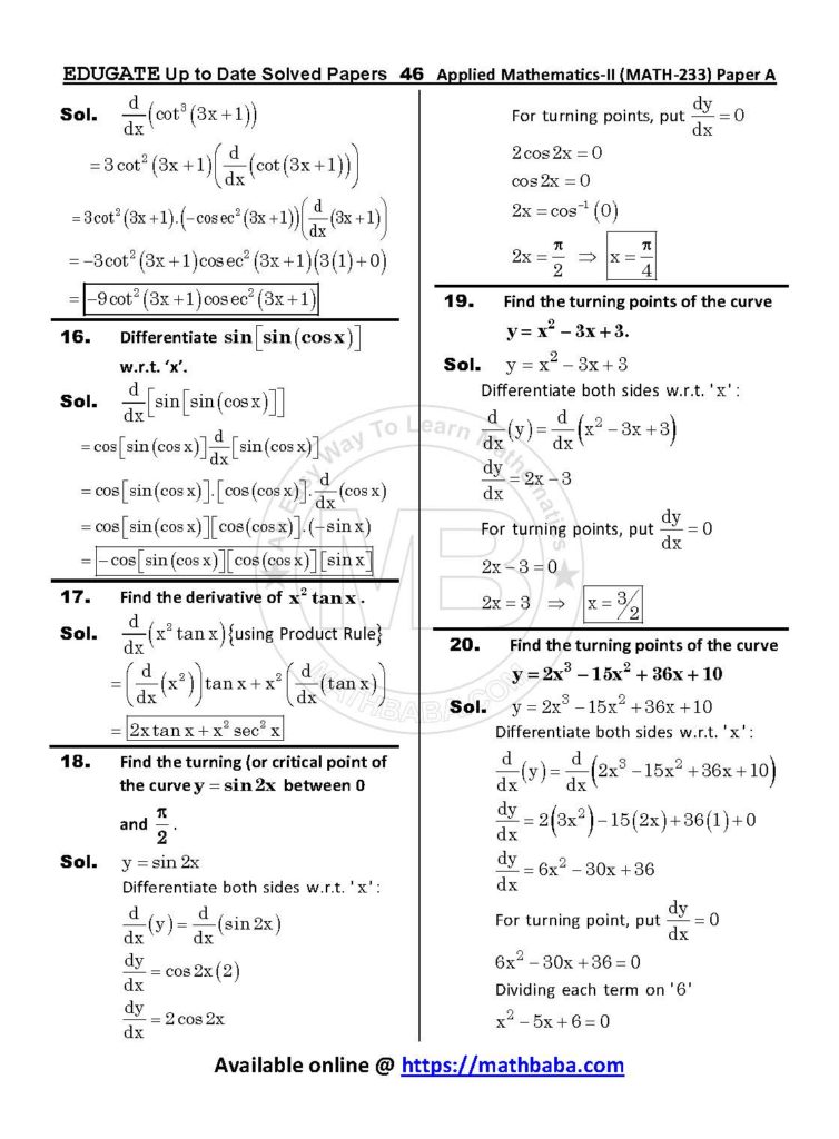 Up to Date MATH 233 Paper A Page 46