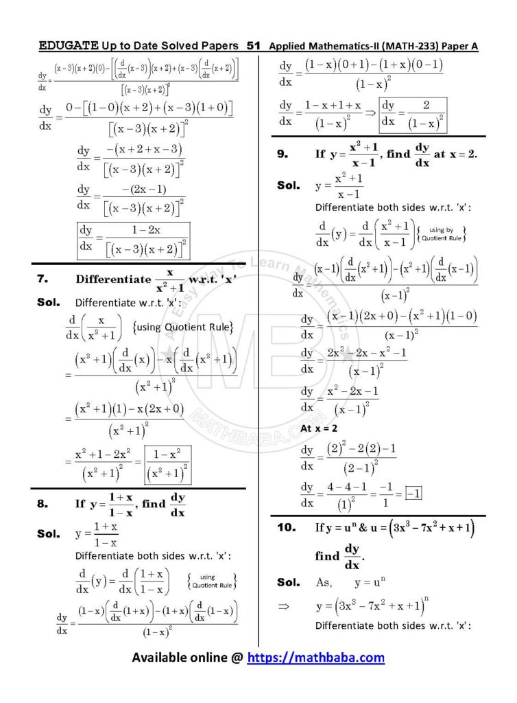 Up to Date MATH 233 Paper A Page 51