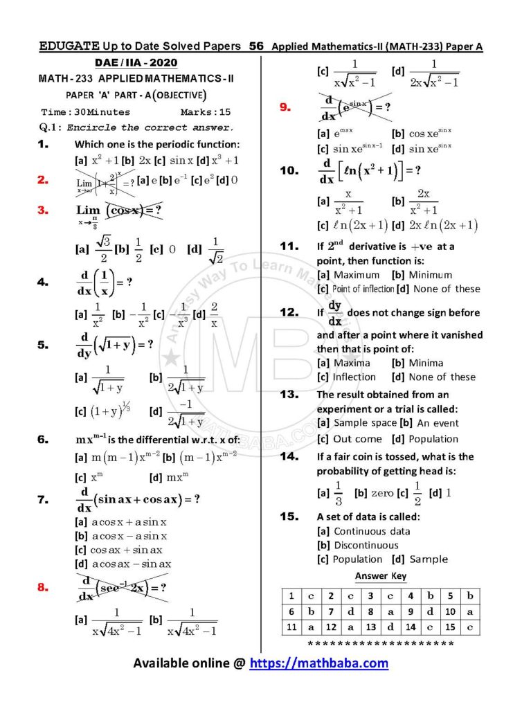 Up to Date MATH 233 Paper A Page 56