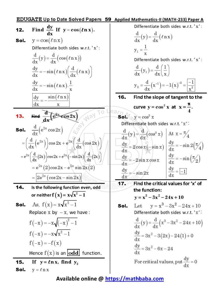 Up to Date MATH 233 Paper A Page 59