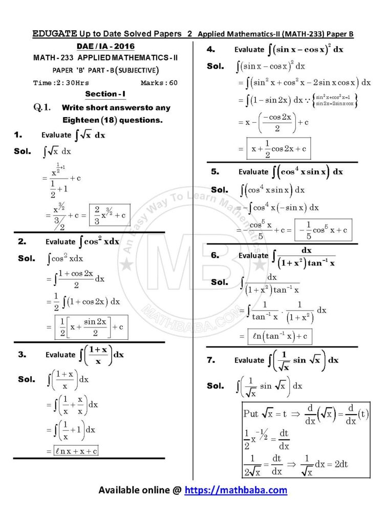 Up to Date MATH 233 Paper B Page 02