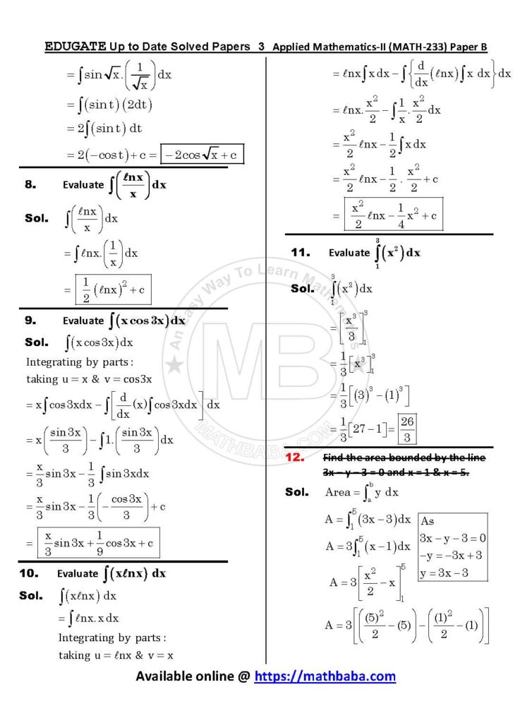 Up to Date MATH 233 Paper B Page 03