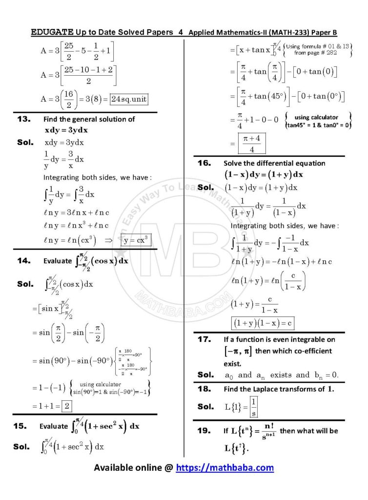 Up to Date MATH 233 Paper B Page 04