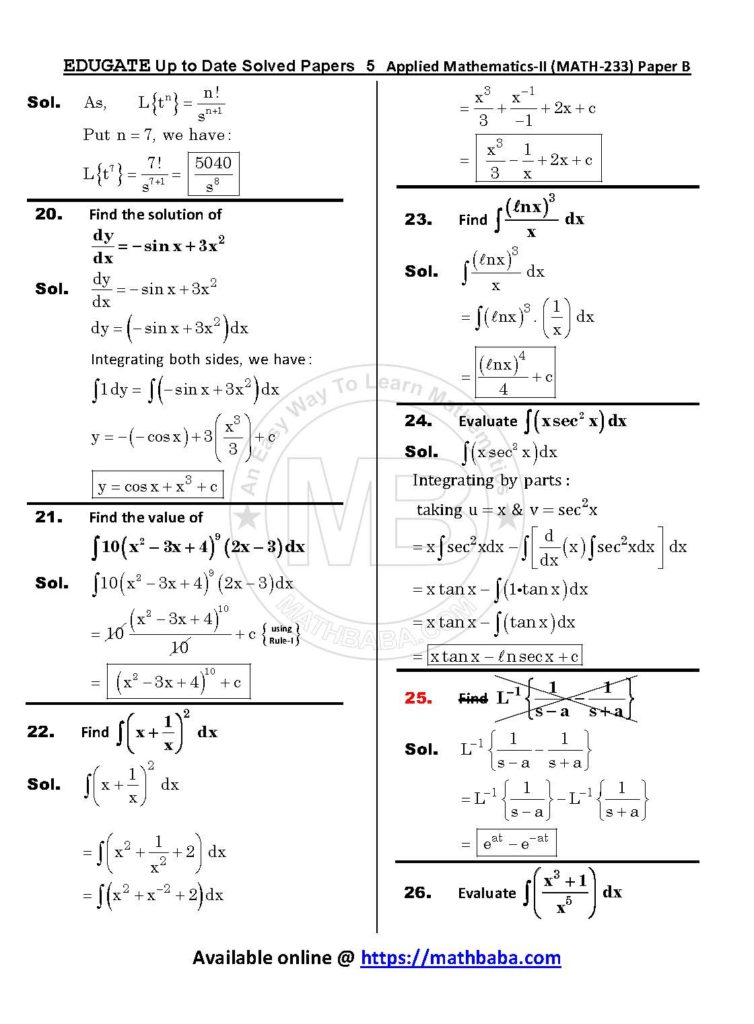 Up to Date MATH 233 Paper B Page 05