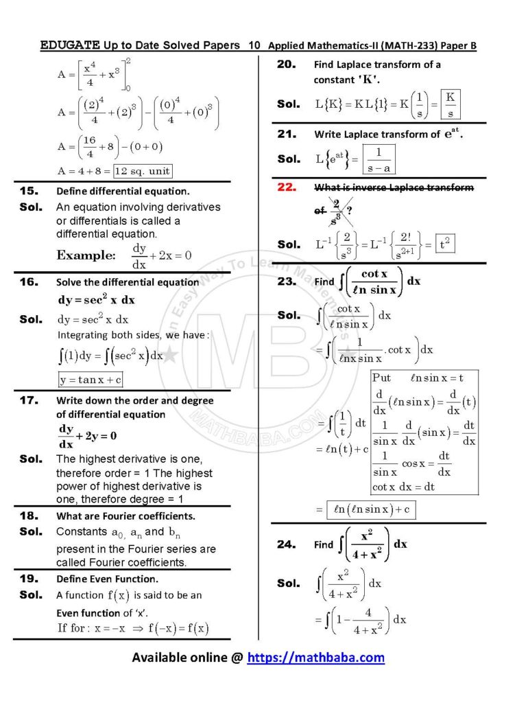 Up to Date MATH 233 Paper B Page 10