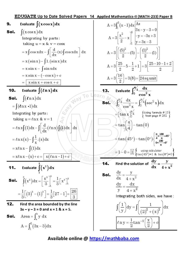 Up to Date MATH 233 Paper B Page 14