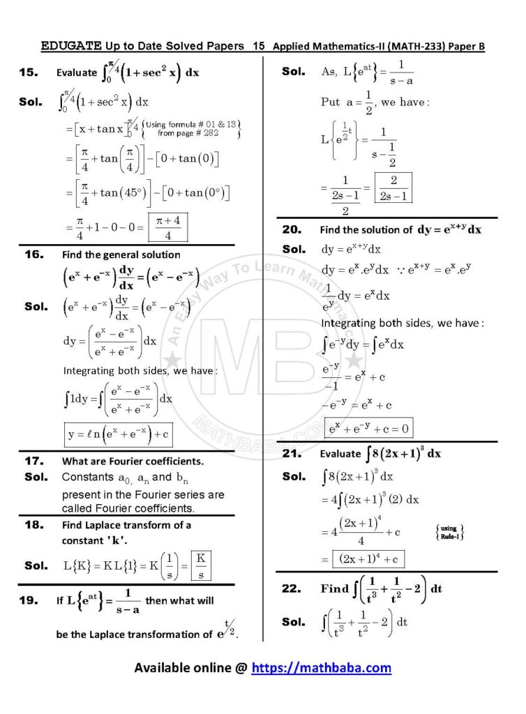 Up to Date MATH 233 Paper B Page 15