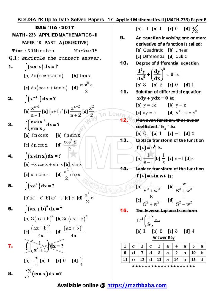 Up to Date MATH 233 Paper B Page 17