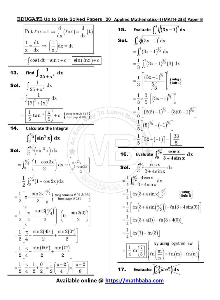 Up to Date MATH 233 Paper B Page 20