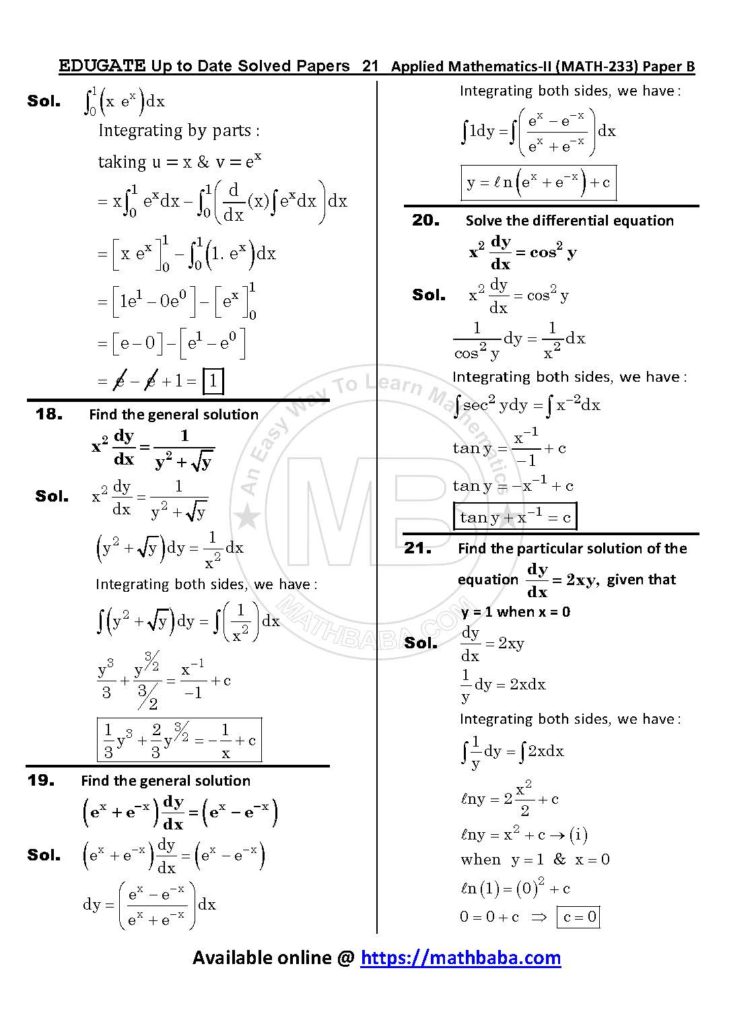 Up to Date MATH 233 Paper B Page 21