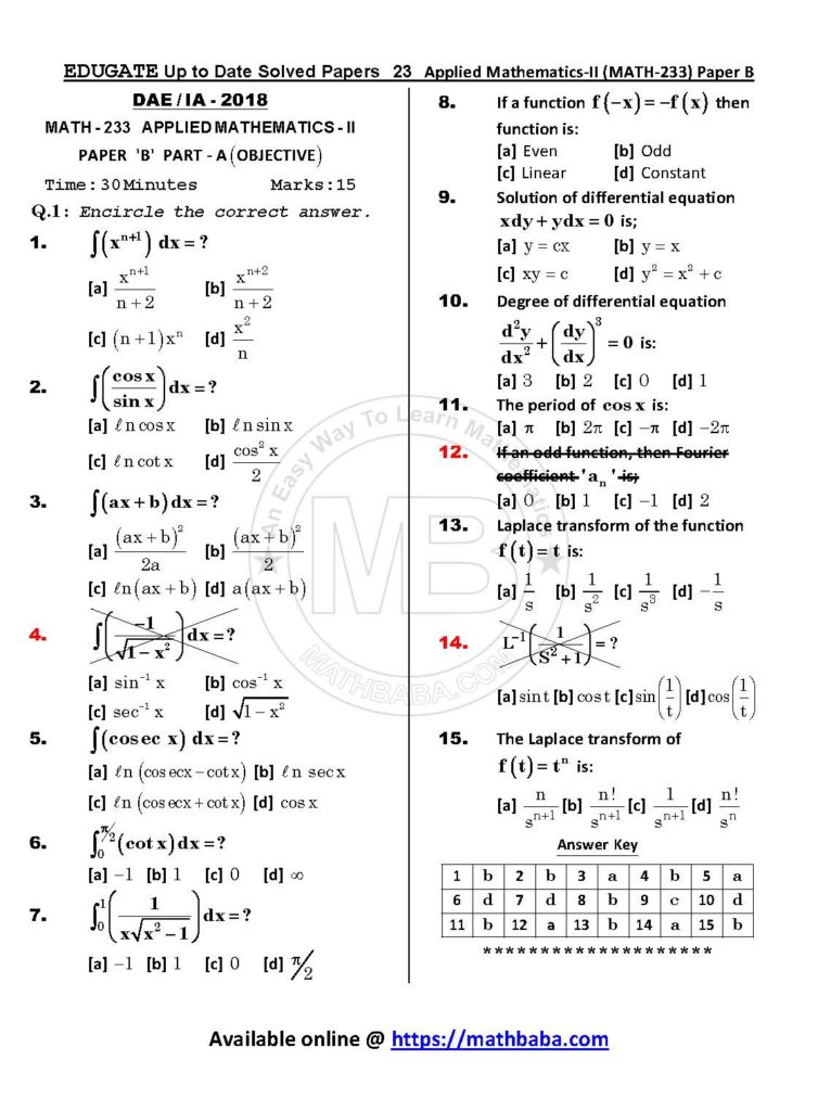 Up to Date MATH 233 Paper B Page 23