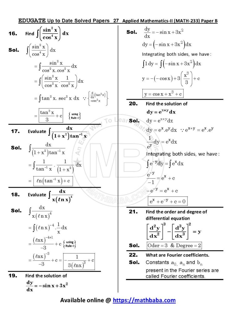 Up to Date MATH 233 Paper B Page 27