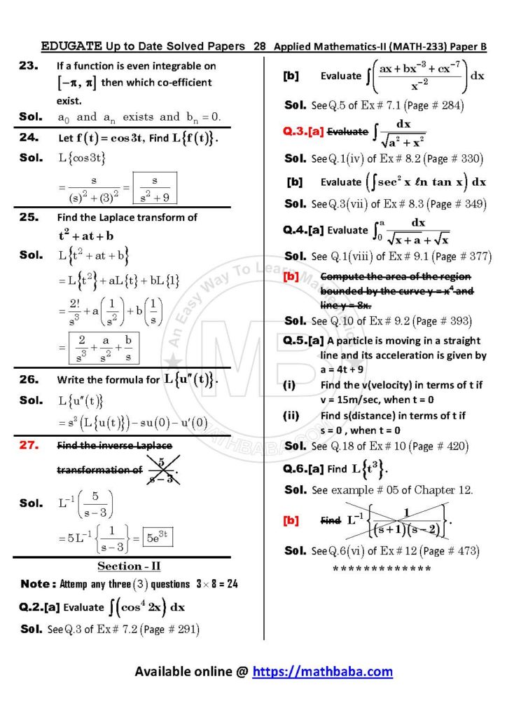 Up to Date MATH 233 Paper B Page 28