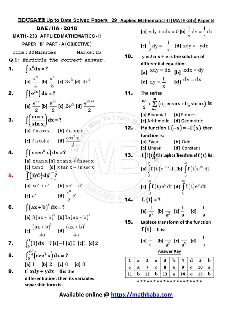 Up to Date MATH 233 Paper B Page 29