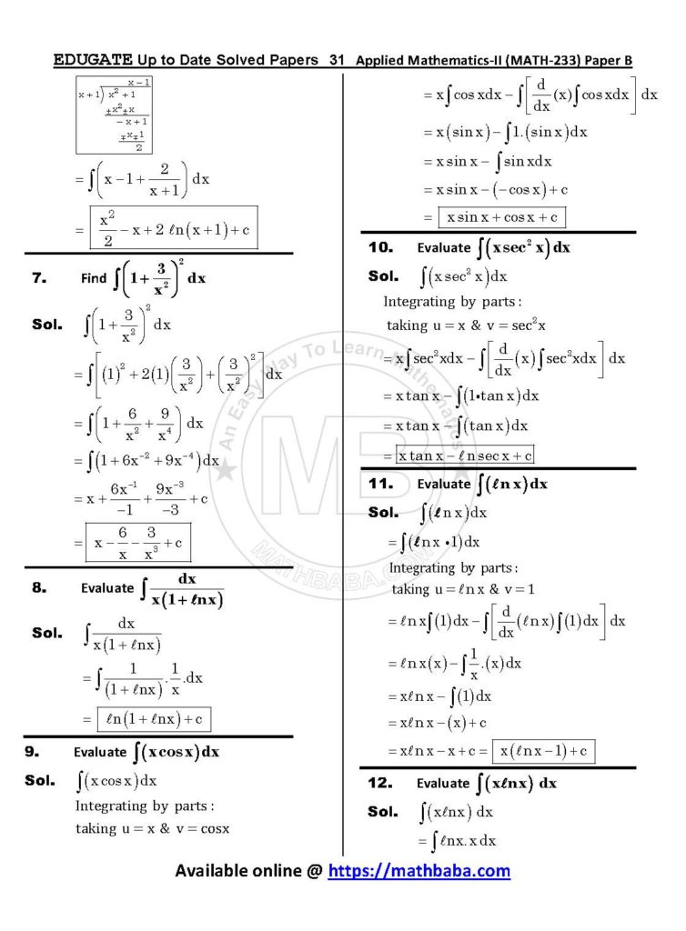 Up to Date MATH 233 Paper B Page 31