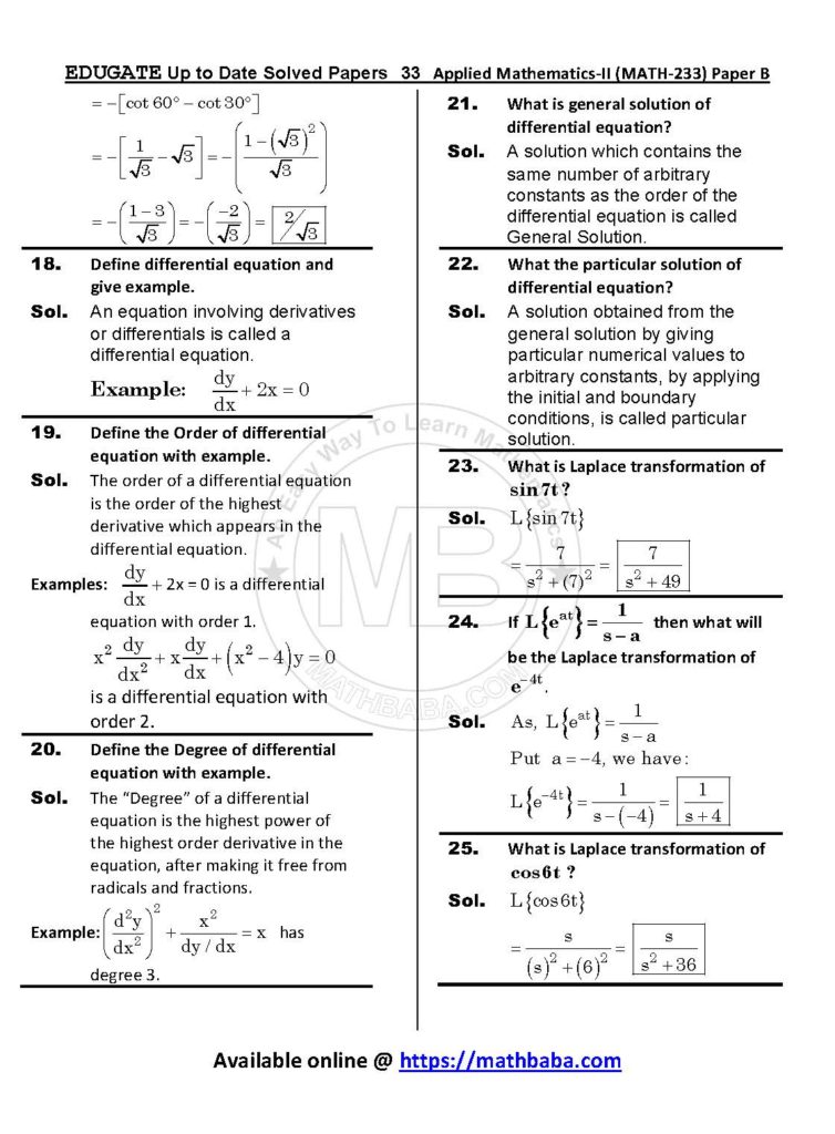 Up to Date MATH 233 Paper B Page 33