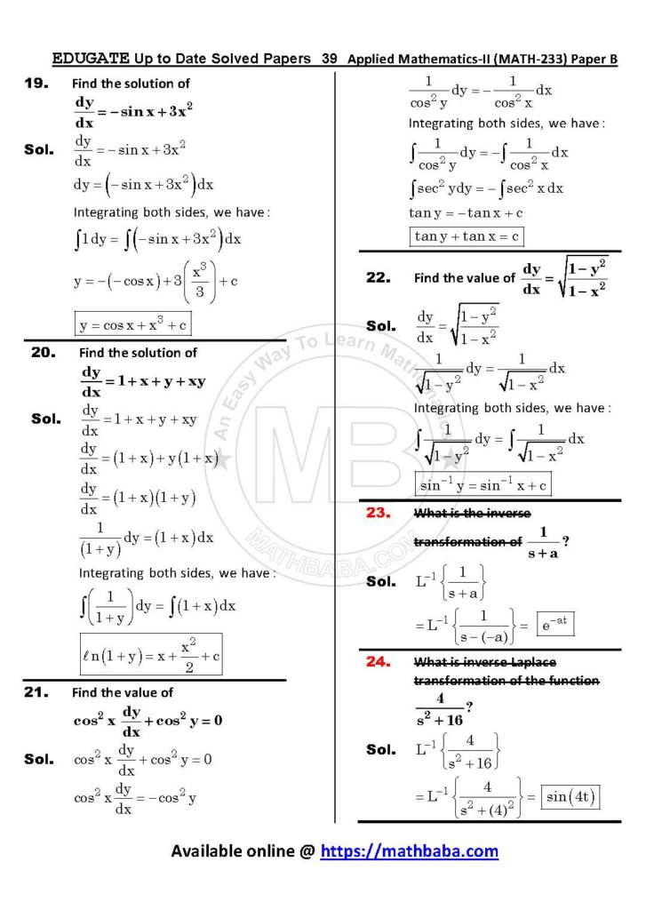 Up to Date MATH 233 Paper B Page 39