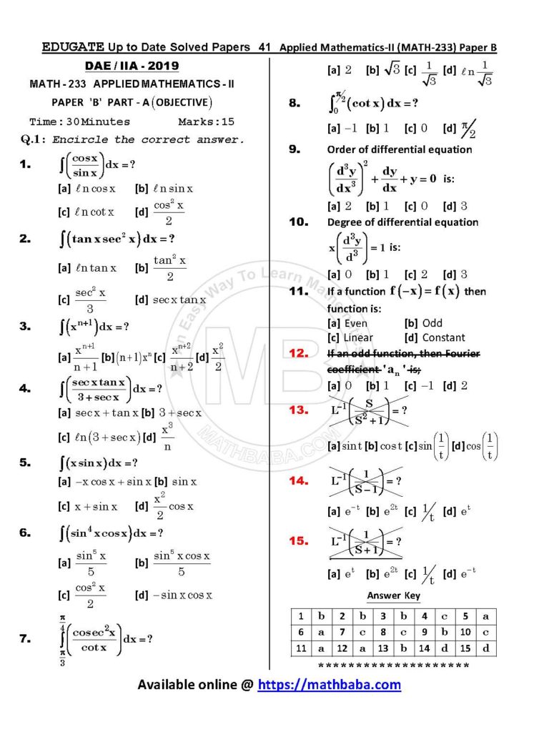 Up to Date MATH 233 Paper B Page 41