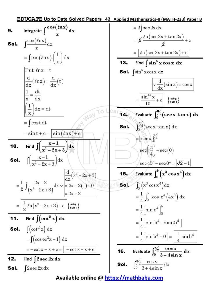 Up to Date MATH 233 Paper B Page 43