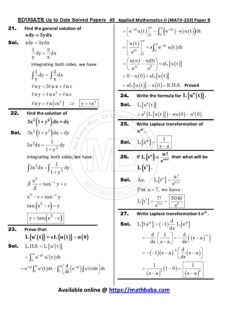 Up to Date MATH 233 Paper B Page 45