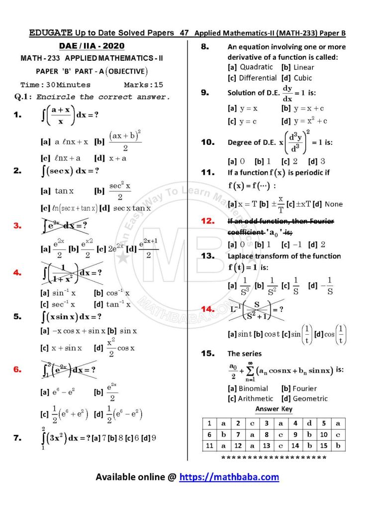 Up to Date MATH 233 Paper B Page 47