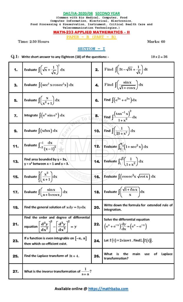 IIA-2020 MATH-233