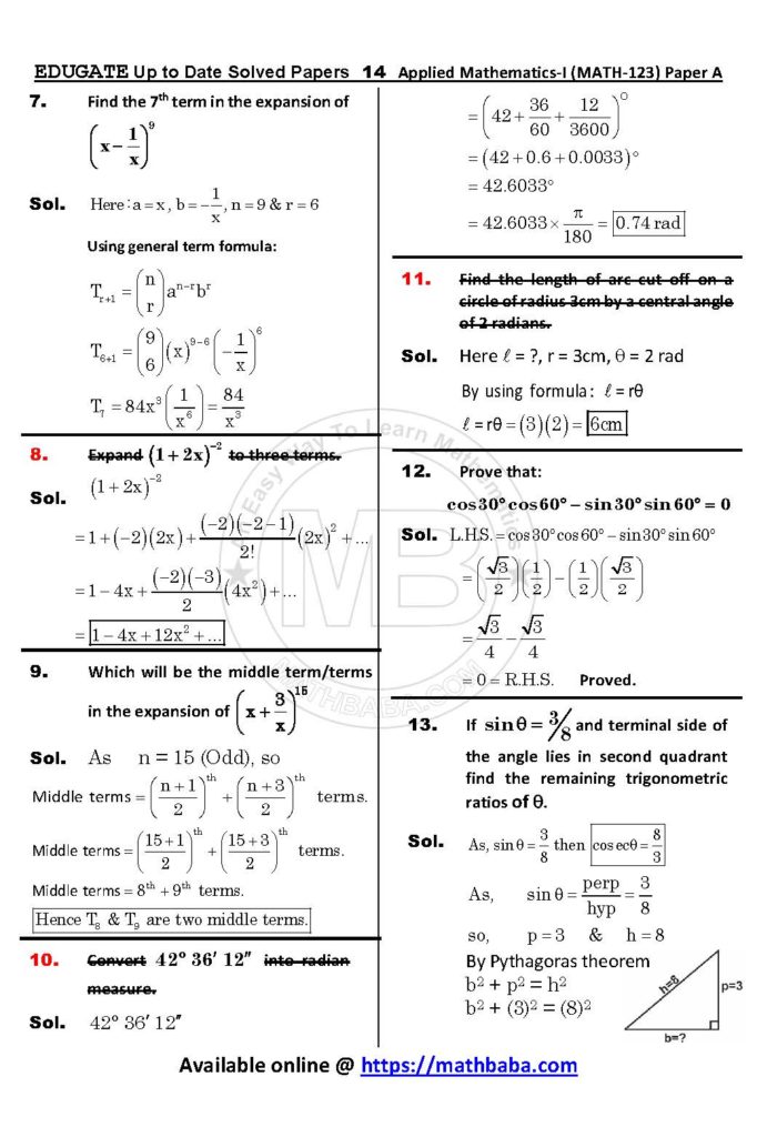 Math 123 Paper A Up to date Page 14