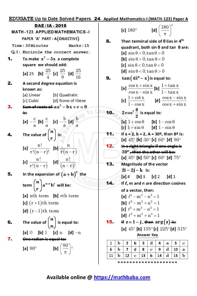 Math 123 Paper A Up to date Page 24