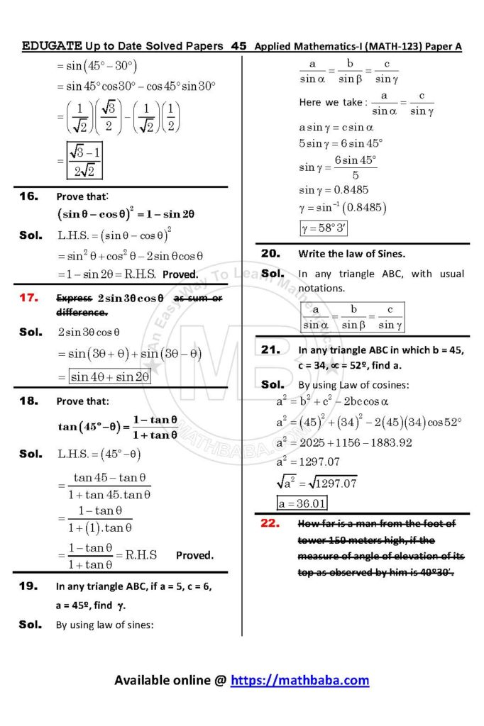 Math 123 Paper A Up to date Page 45