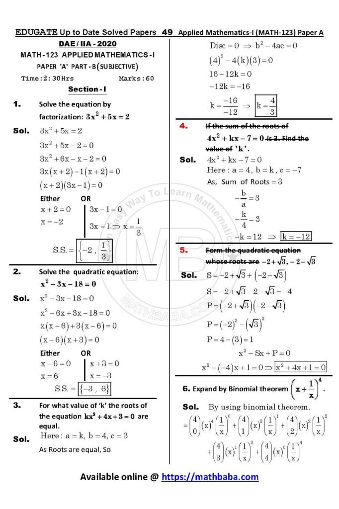 Math 123 Paper A Up to date Page 49