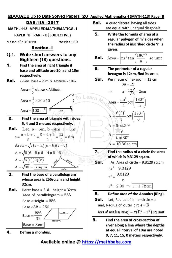 UP TO DATE Math 113 Paper B Page 20