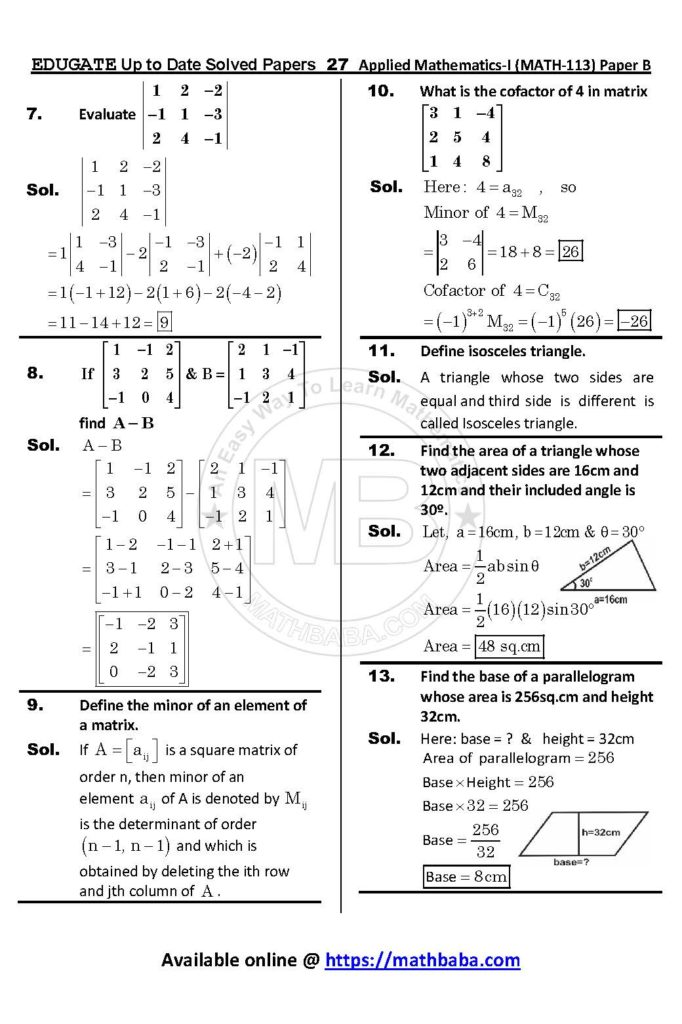 UP TO DATE Math 113 Paper B Page 27