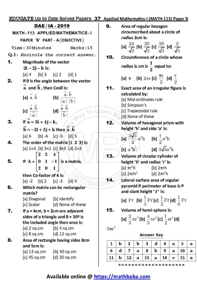 UP TO DATE Math 113 Paper B Page 37