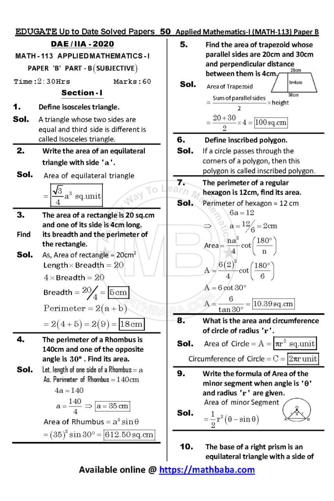 UP TO DATE Math 113 Paper B Page 50